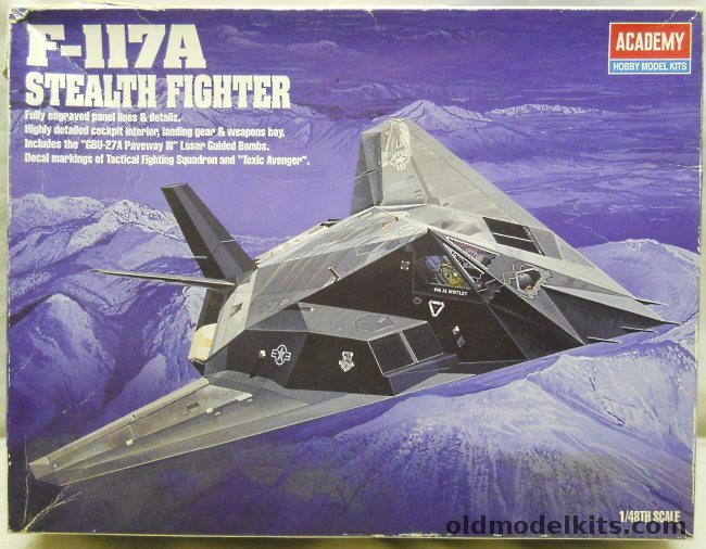 Academy 1/48 F-117A Stealth Fighter - With TwoBobs Decals Kosovo Bandits - Academy Decals For 37 TFS 'Toxic Avenger' / 415 TFS, 2118 plastic model kit